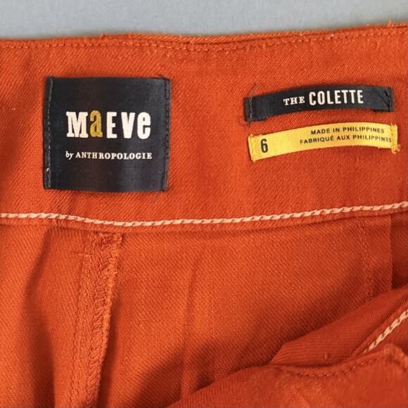 Anthropologie Maeve The Colette Cropped Linen Orange Wide Leg Pants - Picture 7 of 8